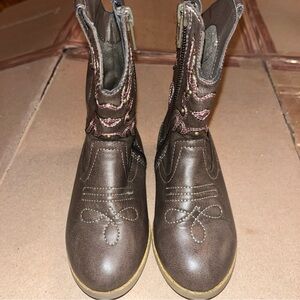 Wonder Nation Brown Cowgirl Boots with Sturdy Rubber Soles